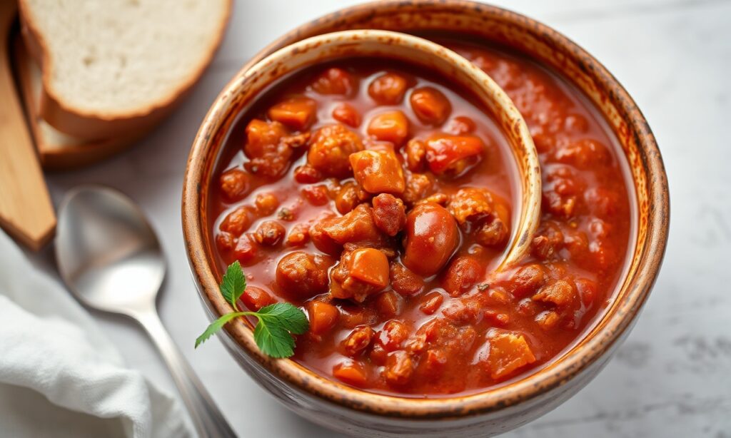 Hearty vegan chili: ultimate plant-based comfort food bowl.