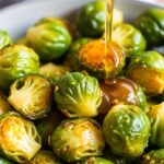 Ultimate crispy Brussels sprouts drenched in spicy hot honey.