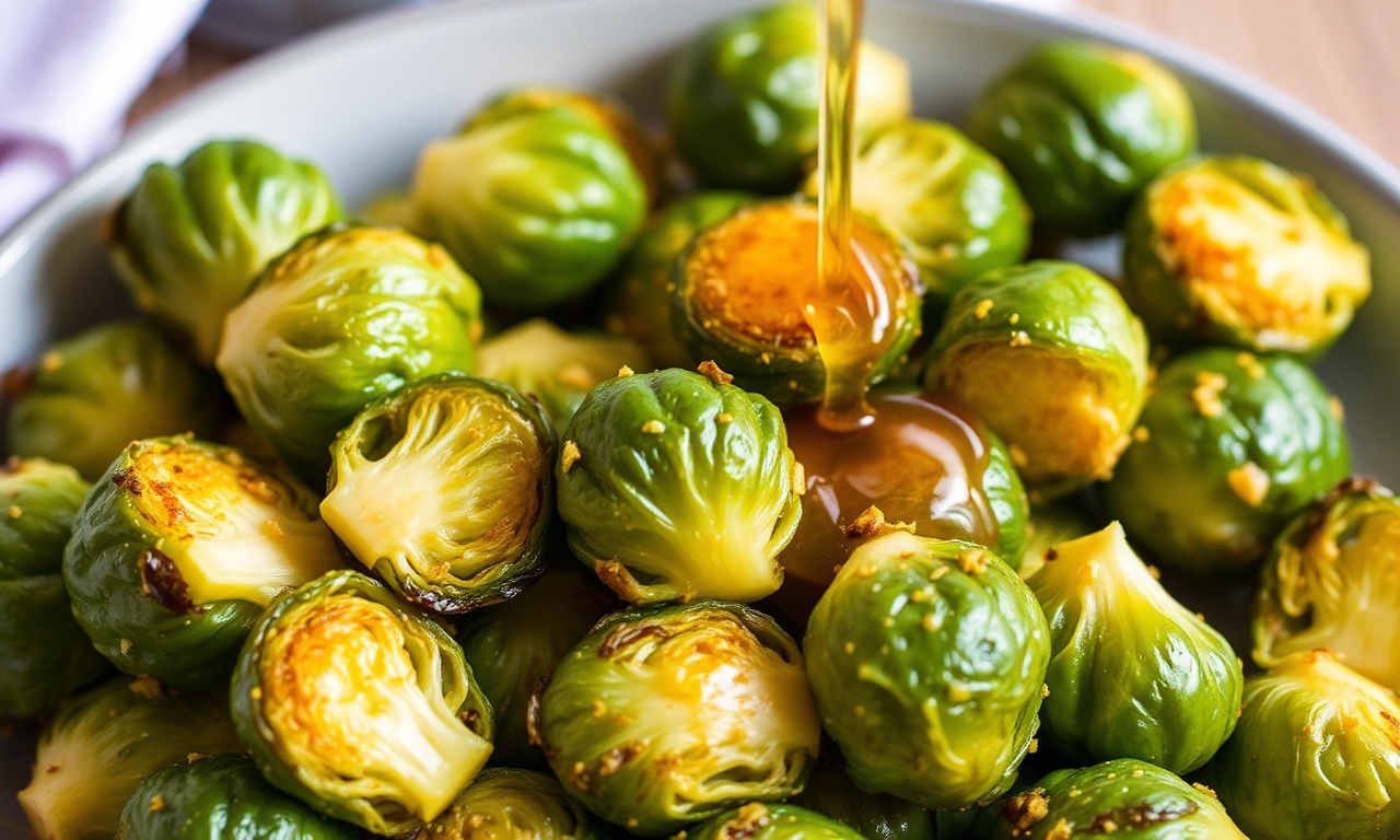 Ultimate crispy Brussels sprouts drenched in spicy hot honey.