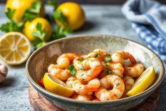 Zesty lemon garlic shrimp, a quick and flavorful feast.