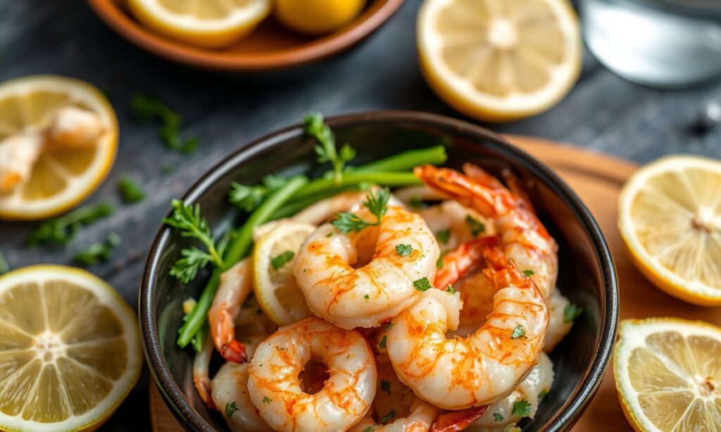 Zesty lemon garlic shrimp recipe, quick and flavorful feast.