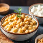 Creamy coconut curry chickpeas: vegetarian delight.