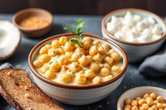 Creamy coconut curry chickpeas: vegetarian delight.