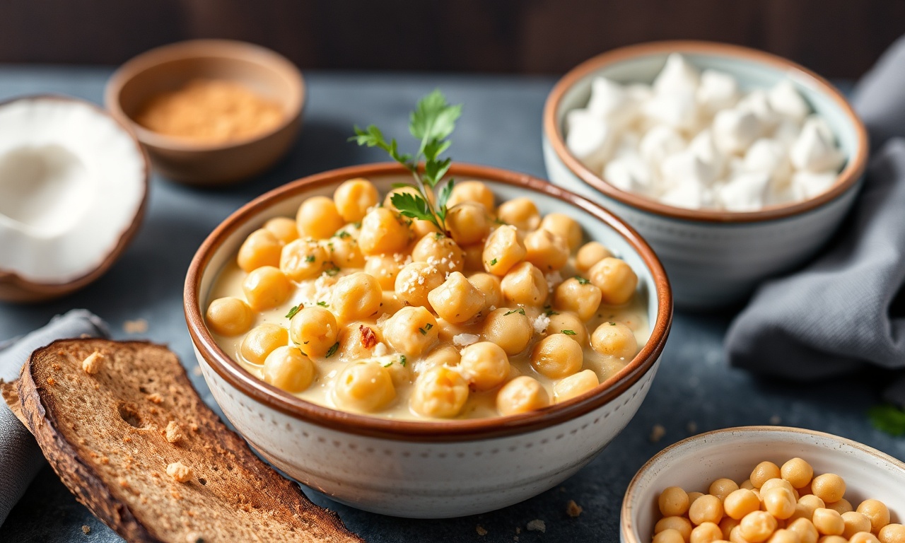 Creamy coconut curry chickpeas: vegetarian delight.