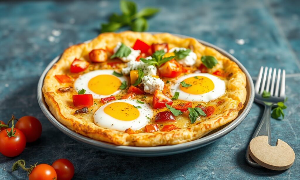 Sun-kissed Mediterranean veggie frittata with feta, bright flavors.
