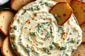 Creamy dairy-free spinach artichoke dip: healthy, delicious, and dairy-free.