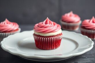 Allure red velvet cupcakes: a sweet classic delight.