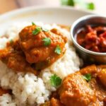 Fiery Homemade Balti Curry with spiced mixed vegetables.