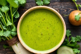 Hearty turnip green soup, a garden-fresh nutritious delight.
