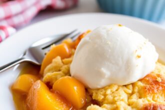 Delicious peach cobbler, a sweet Southern tradition.