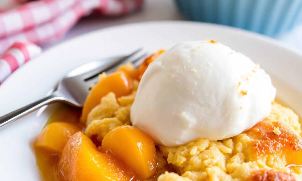 Delicious peach cobbler, a sweet Southern tradition.