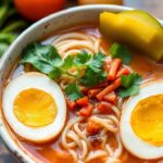 Hearty veggie ramen, a vibrant, colorful bowl of deliciousness.