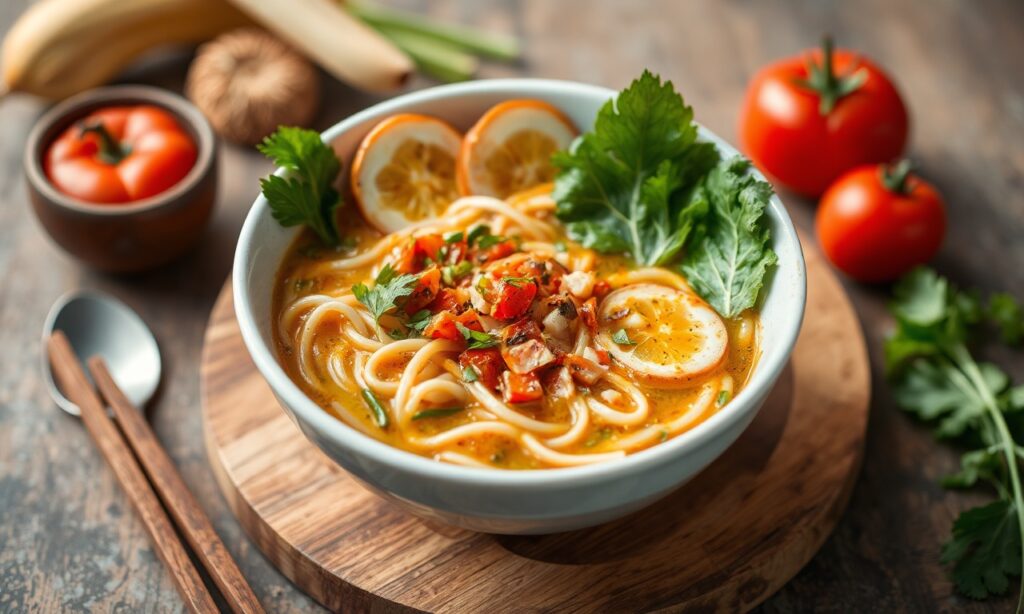 Colorful Hearty Veggie Ramen: a vibrant, modern twist on classic soup.