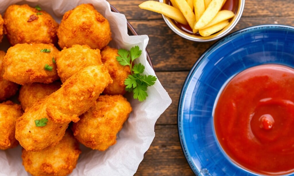 Crispy potato pakoras, a savory and crunchy snack delight.