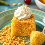 Golden Mexican sweet corn cake, a delightful golden delight.