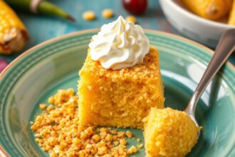 Golden Mexican sweet corn cake, a delightful golden delight.
