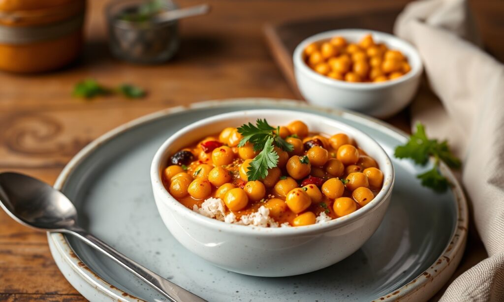 Delicious Chana Masala: traditional chickpea curry, a comforting, bold delight.
