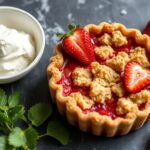 Rhubarb strawberry crisp, sweet harmony dessert recipe.