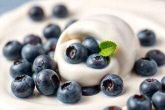 Blueberry yogurt coating deliciousness.