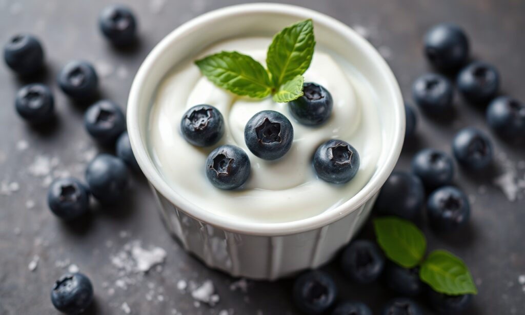 Blueberry yogurt coating: healthy, indulgent treat.