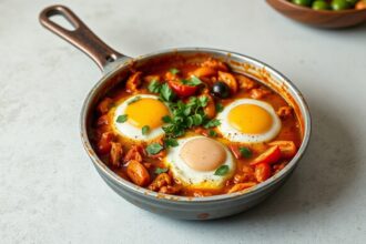 North African vegan shakshuka with bold, authentic flavors.