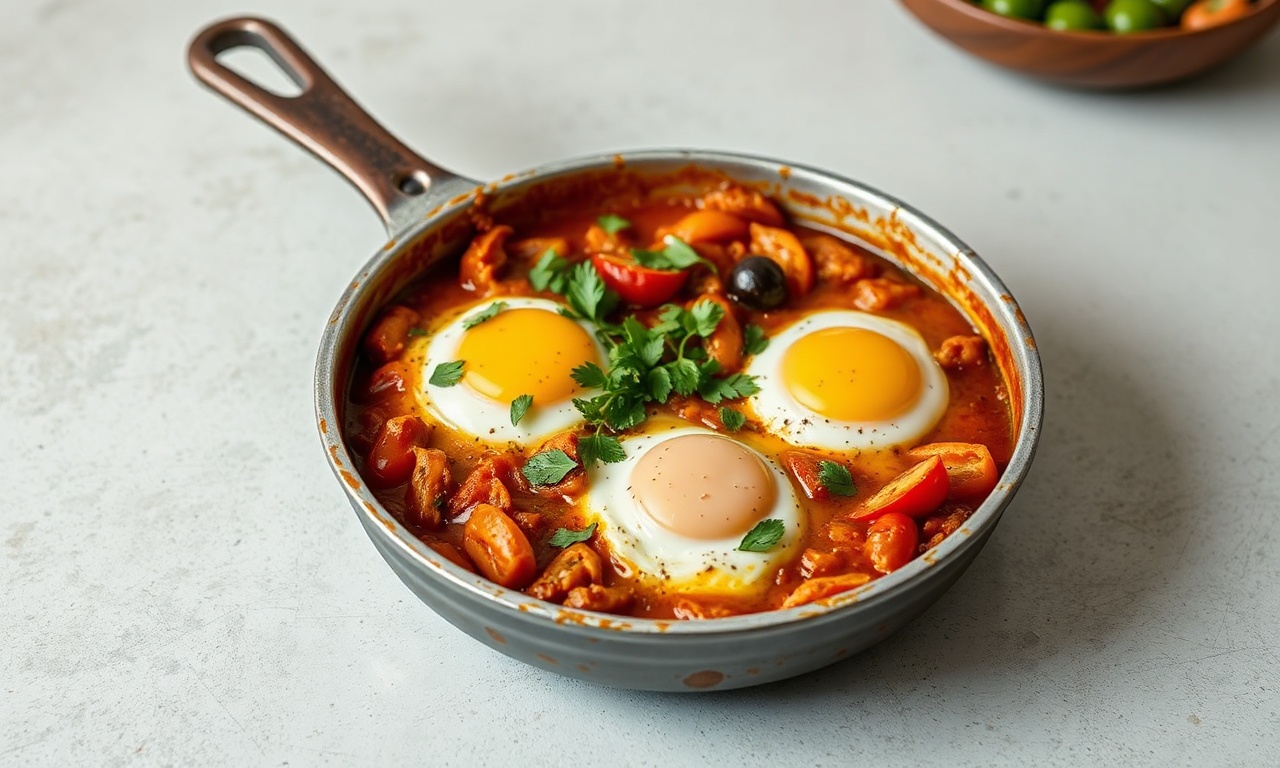 North African vegan shakshuka with bold, authentic flavors.