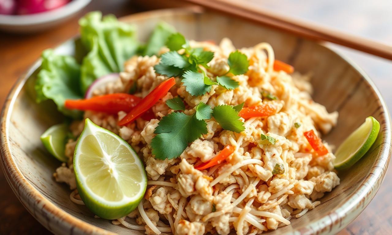 Larb Gai: Zesty, aromatic Thai chicken salad recipe at home.