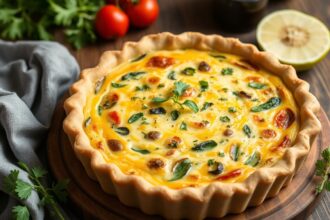 Delicious vegan quiche: a plant-based classic pie.