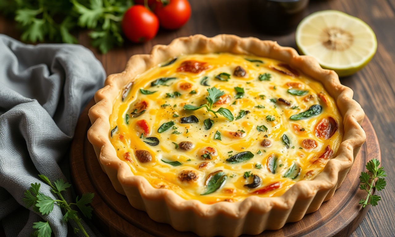 Delicious vegan quiche: a plant-based classic pie.