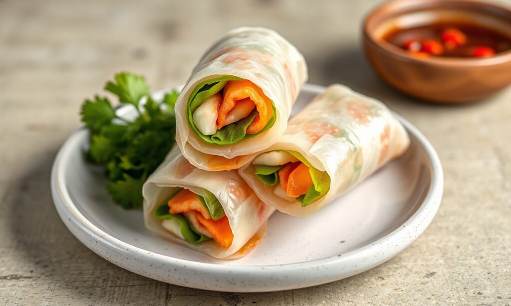 Crisp, fresh vegan spring rolls bursting with flavor.