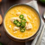 Fiery comfort: Jalapeño popper chicken soup, a spicy delight.