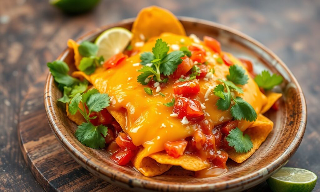 Chilaquiles Delight: Perfect salsa and cheese, savory and soulful breakfast.