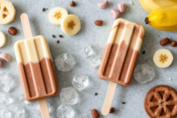 Chill out with homemade chocolate banana popsicles.