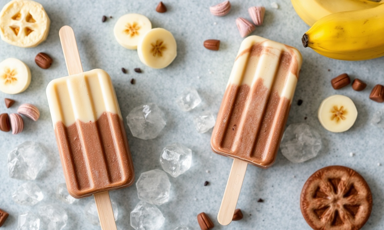 Chill out with homemade chocolate banana popsicles.