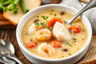 Creamy Irish seafood chowder, a hearty and traditional recipe.