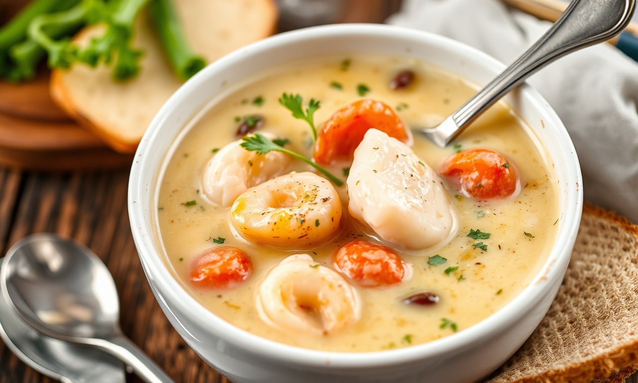 Creamy Irish seafood chowder, a hearty and traditional recipe.