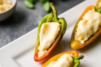 Zesty cream cheese stuffed mini peppers bursting with flavor.