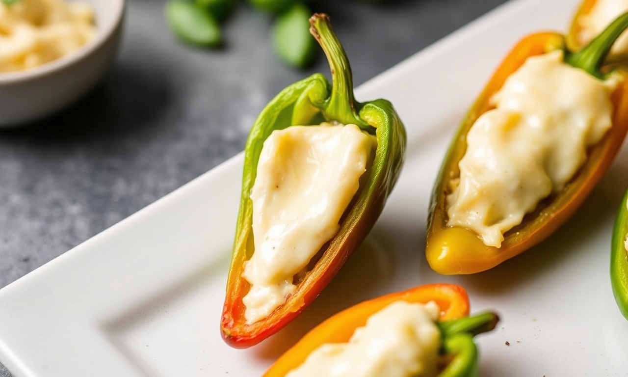 Zesty cream cheese stuffed mini peppers bursting with flavor.