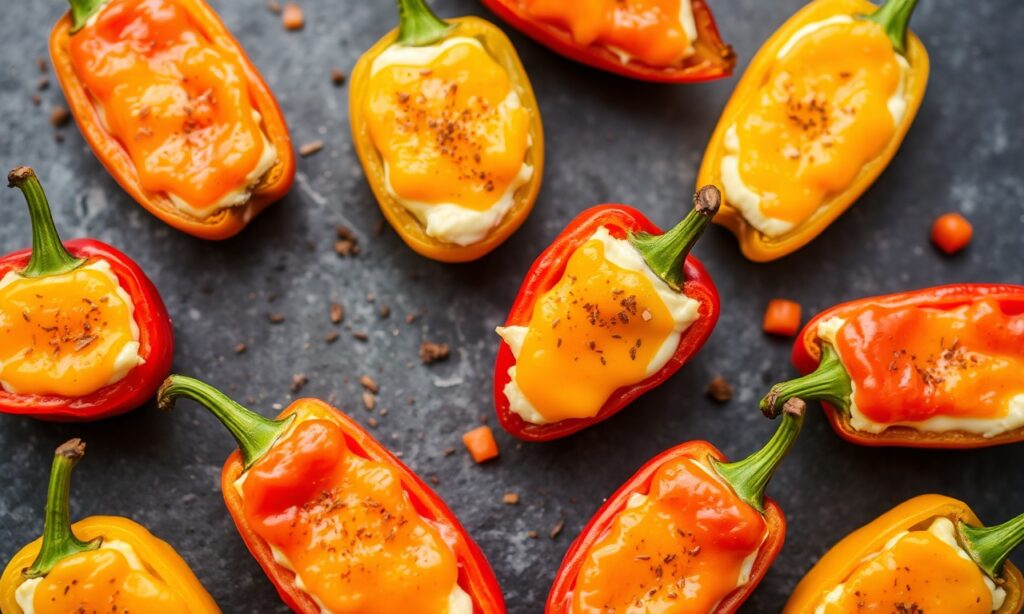 Zesty cream cheese mini peppers: a colorful, flavorful bite.