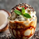 Creamy black sesame coconut milk ice cream delight.