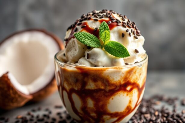 Creamy black sesame coconut milk ice cream delight.