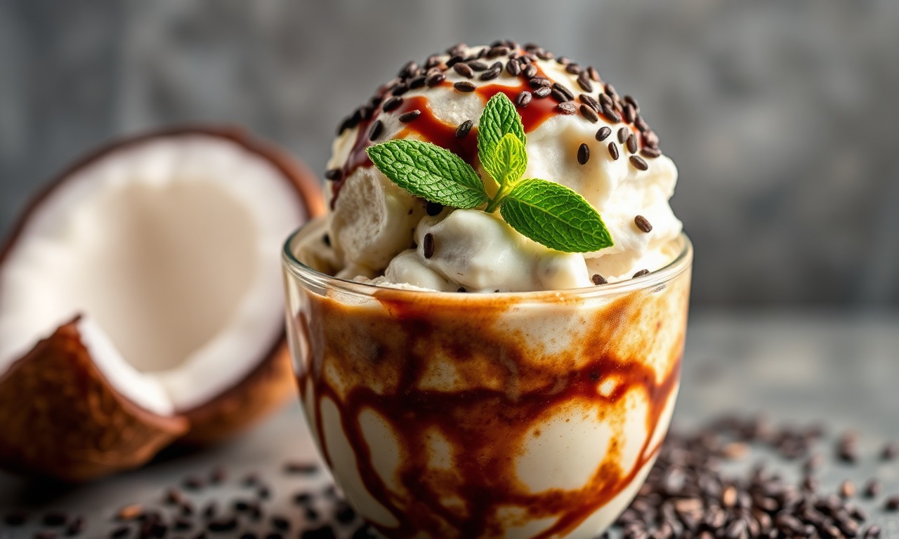 Creamy black sesame coconut milk ice cream delight.