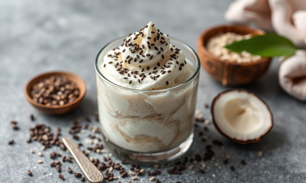 Creamy black sesame coconut ice cream delight recipe.