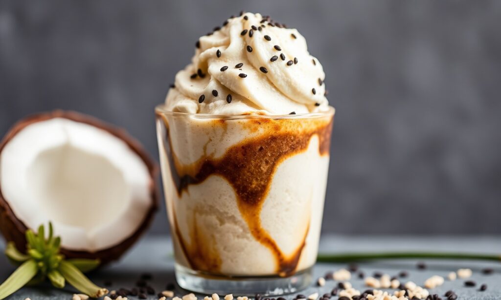 Creamy Black sesame coconut milk ice cream delight recipe.