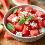 Refreshing watermelon feta salad with mint, a perfect summer delight.