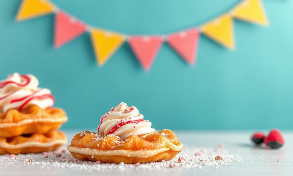 Golden funnel cake treat, perfect crispy fried batter delight.