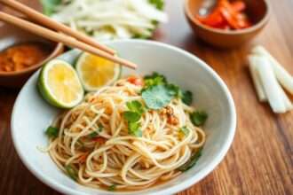 Bun Chay: Fresh vegan noodle salad, a Vietnamese delight.