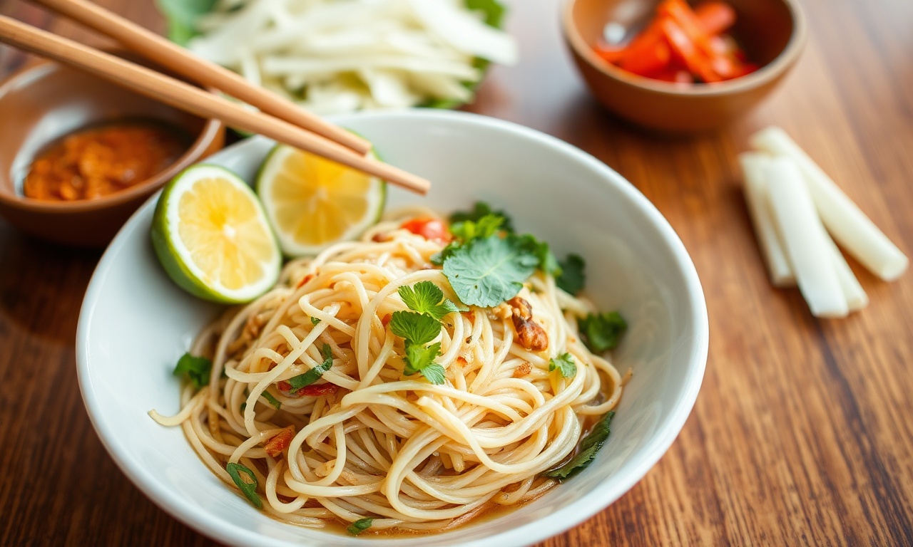 Bun Chay: Fresh vegan noodle salad, a Vietnamese delight.