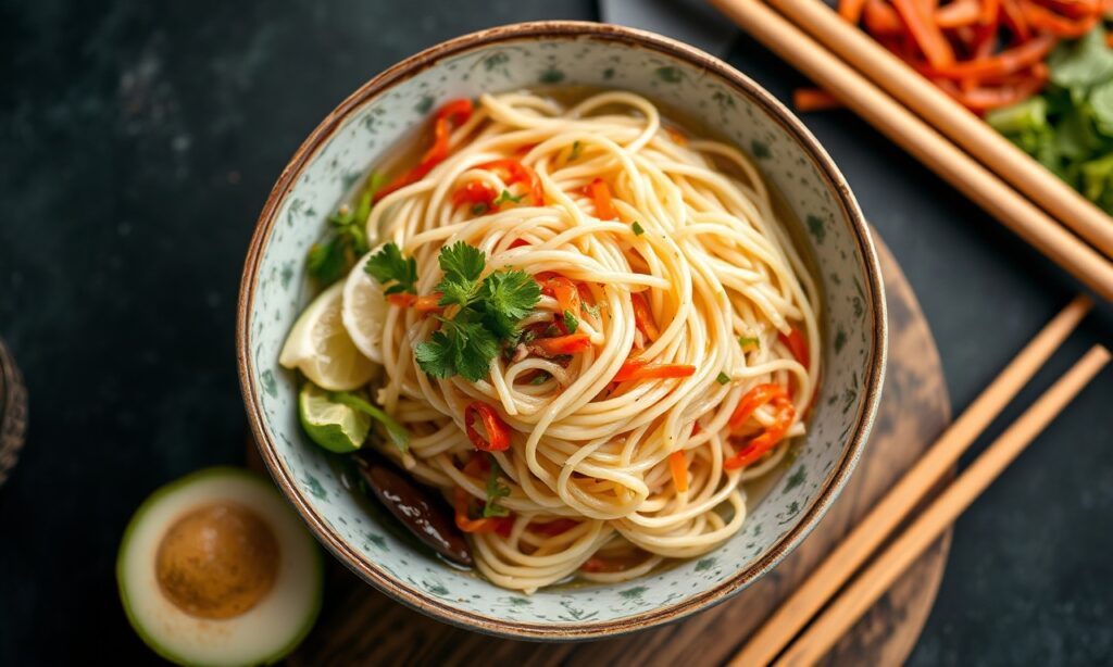 Bun Chay: Fresh Vietnamese vegan noodle salad delight.