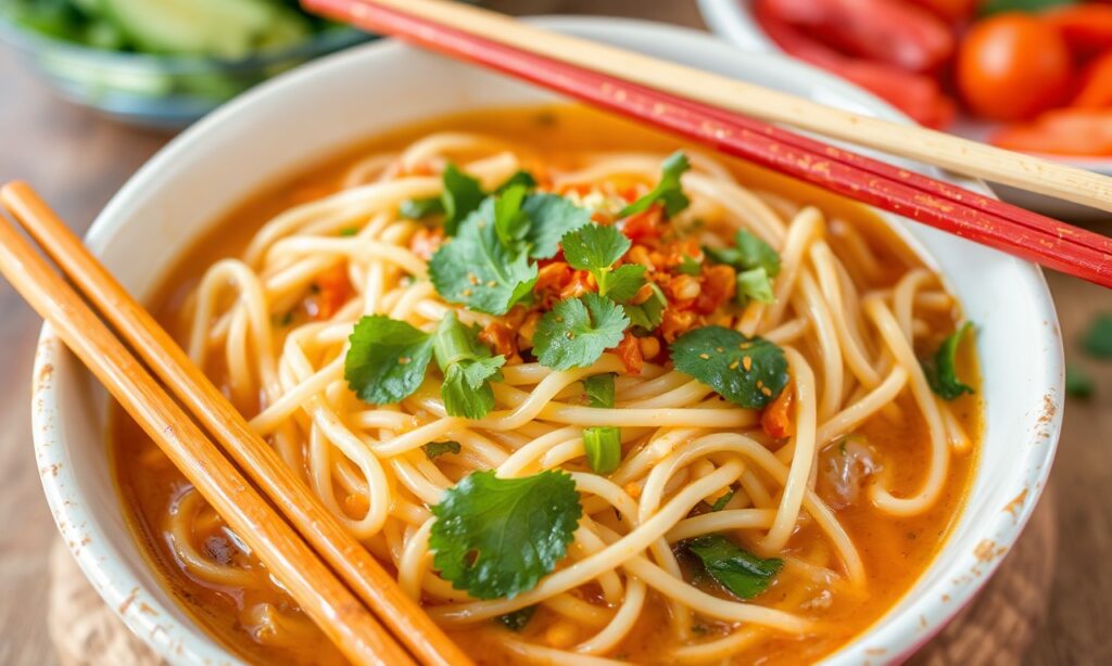 Bun Chay: Fresh Vietnamese vegan noodle salad delight.